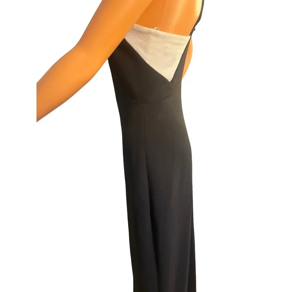 BCBGMAXAZRIA Black Beaded Neck Sleeveless Maxi Gown Formal evening Dress